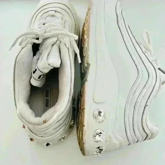 Miu Miu Crystal-Embellished Chunky Sneakers - Picture 6 of 9